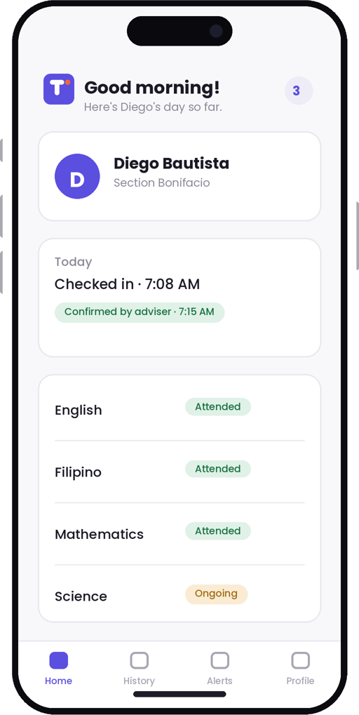 Talliez parent app on a phone